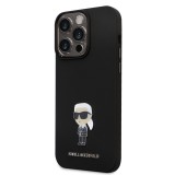 Karl Lagerfeld Liquid Silicone Metal Ikonik Zadní Kryt pro iPhone 15 Pro Max Black