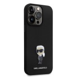 Karl Lagerfeld Liquid Silicone Metal Ikonik Zadní Kryt pro iPhone 15 Pro Max Black