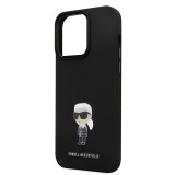 Karl Lagerfeld Liquid Silicone Metal Ikonik Zadní Kryt pro iPhone 15 Pro Max Black