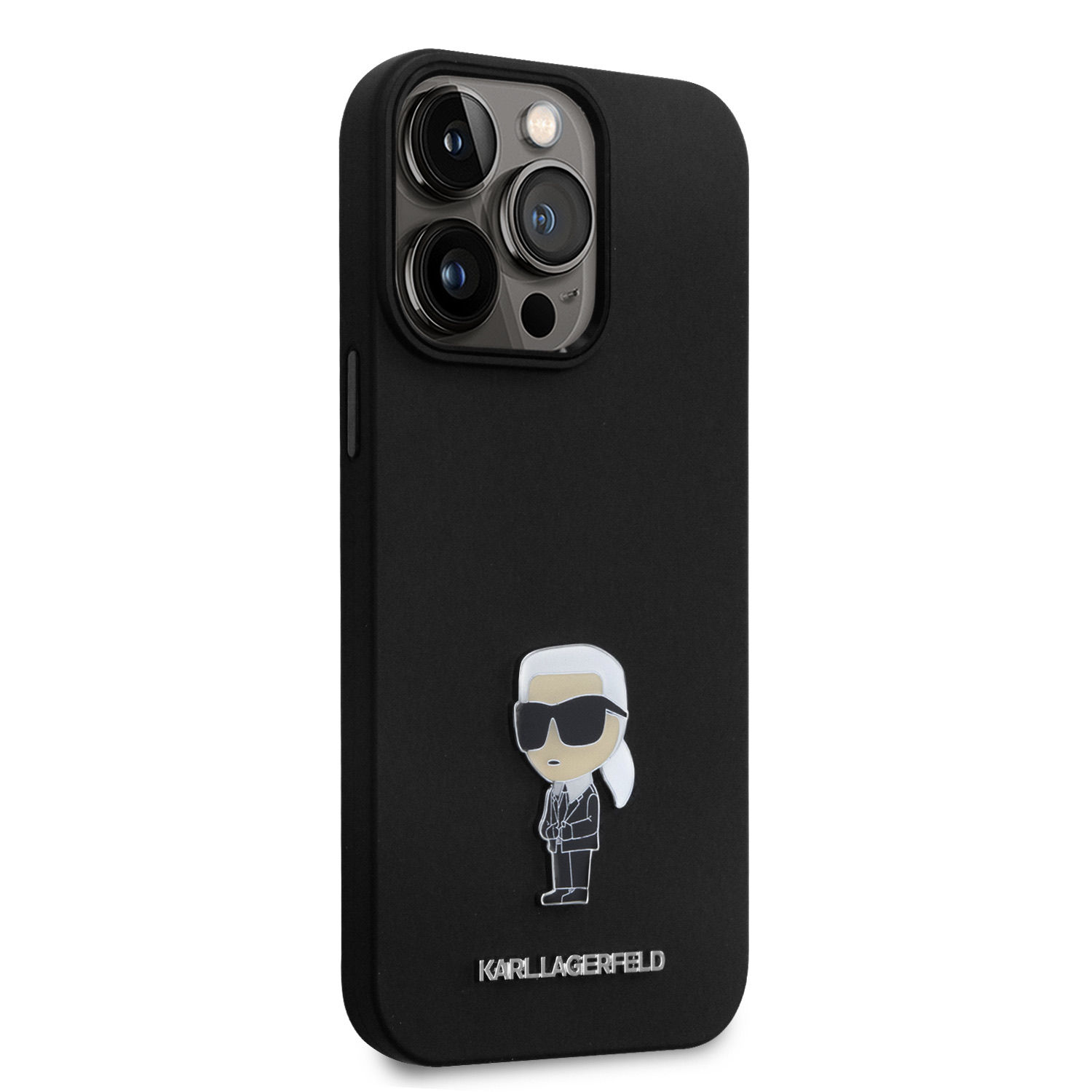 Karl Lagerfeld Liquid Silicone Metal Ikonik Zadní Kryt pro iPhone 15 Pro Max Black