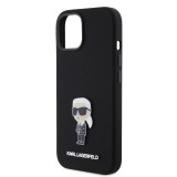 Karl Lagerfeld Liquid Silicone Metal Ikonik Zadní Kryt pro iPhone 15 Black