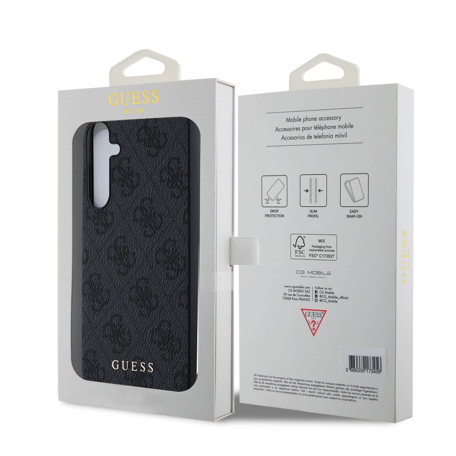 Guess 4G Charms Zadní Kryt pro Samsung Galaxy A55 5G Grey