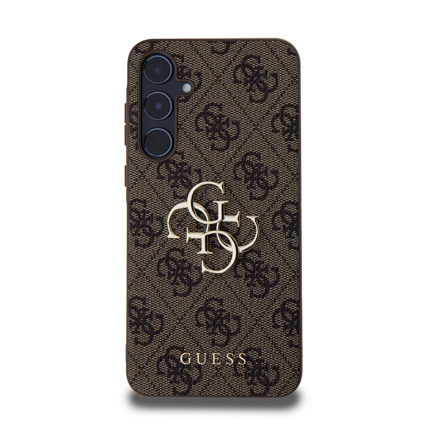 Guess PU 4G Metal Logo Zadní Kryt pro Samsung Galaxy A55 5G Brown