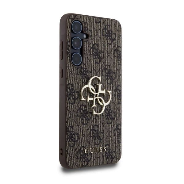 Guess PU 4G Metal Logo Zadní Kryt pro Samsung Galaxy A55 5G Brown