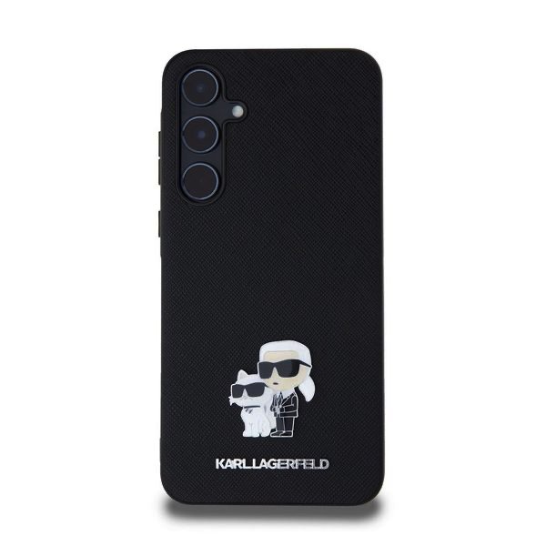 Karl Lagerfeld PU Saffiano Metal Karl and Choupette Zadní Kryt pro Samsung Galaxy A55 5G Black