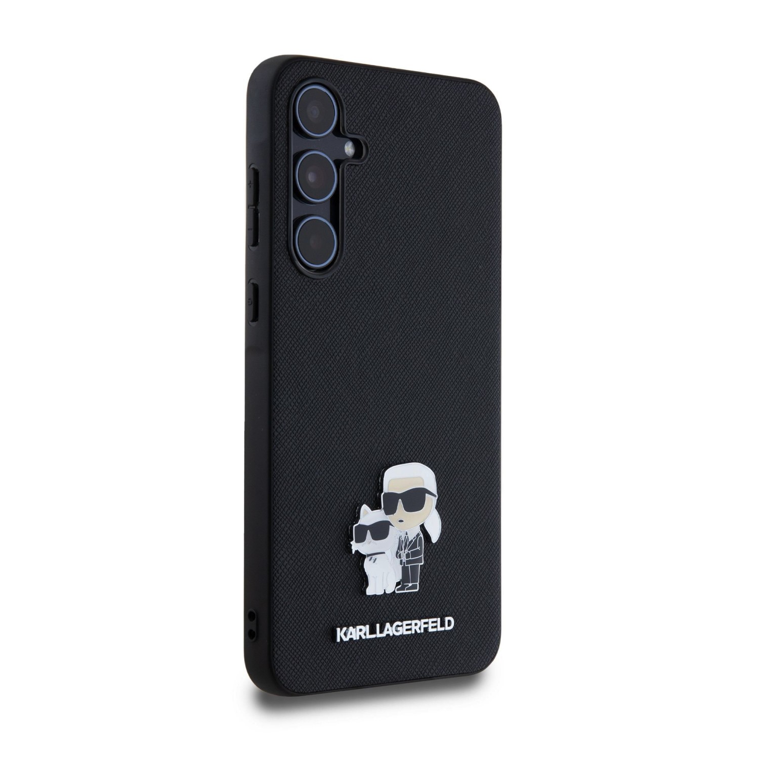 Karl Lagerfeld PU Saffiano Metal Karl and Choupette Zadní Kryt pro Samsung Galaxy A55 5G Black