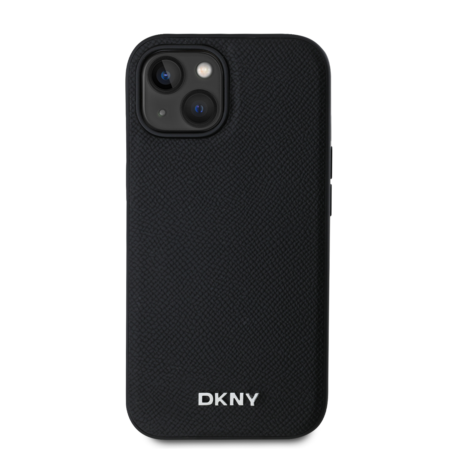 DKNY PU Leather Silver Metal Logo Magsafe Zadní Kryt pro iPhone 14 Black