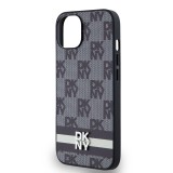 DKNY PU Leather Checkered Pattern and Stripe Zadní Kryt pro iPhone 13 Black