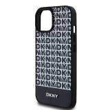 DKNY PU Leather Repeat Pattern Bottom Stripe MagSafe Zadní Kryt pro iPhone 15 Black