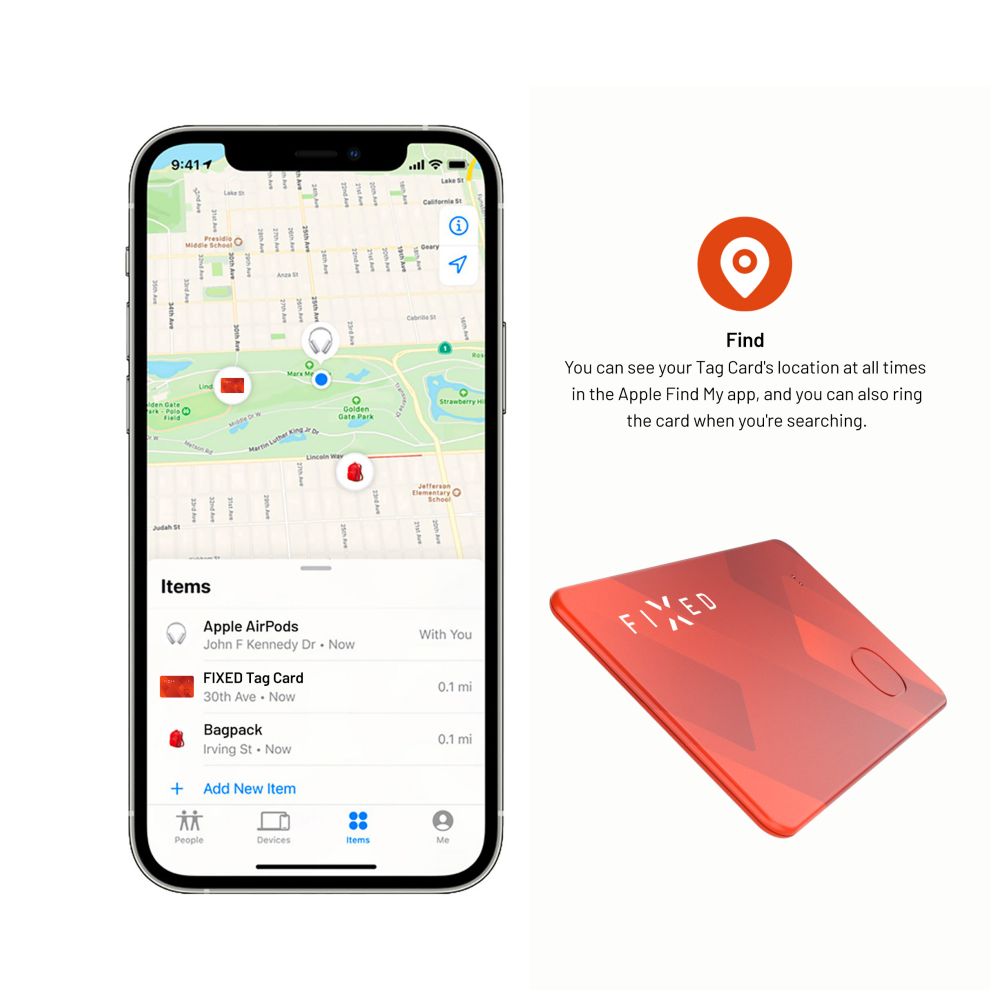 Smart tracker FIXED Tag Card oranžová