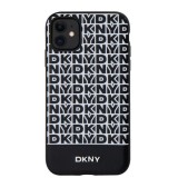 DKNY PU Leather Repeat Pattern Bottom Stripe MagSafe Zadní Kryt pro iPhone 11 Black