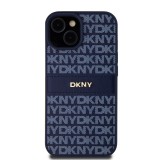 DKNY PU Leather Repeat Pattern Tonal Stripe Zadní Kryt pro iPhone 15 Blue