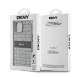 DKNY PU Leather Repeat Pattern Tonal Stripe Zadní Kryt pro iPhone 15 Beige