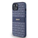 DKNY PU Leather Repeat Pattern Tonal Stripe Zadní Kryt pro iPhone 14 Blue