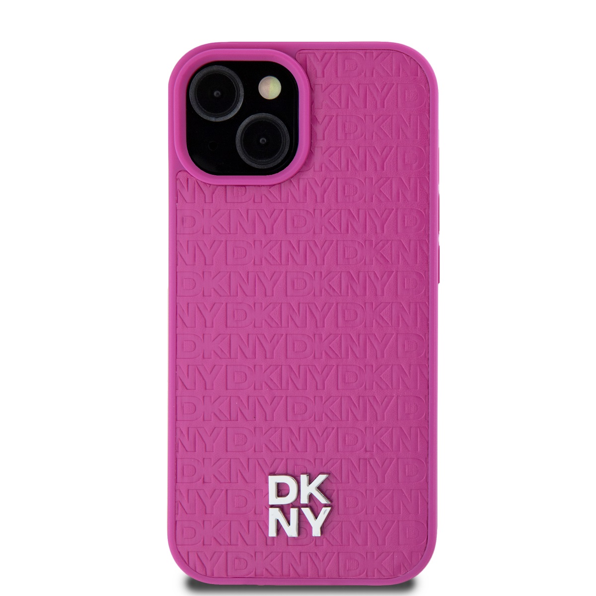 DKNY PU Leather Repeat Pattern Stack Logo Magsafe Zadní Kryt pro iPhone 15 Pink