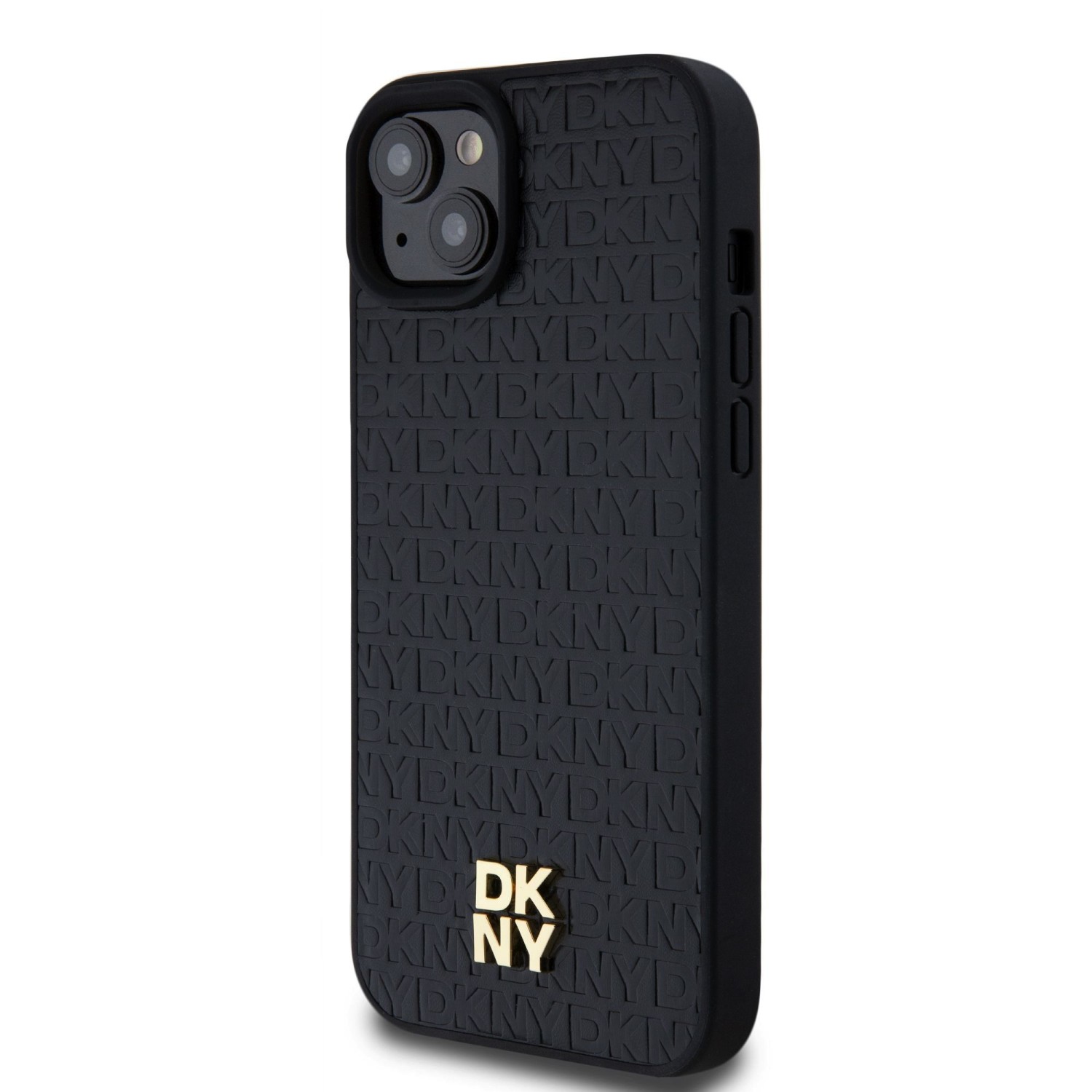 DKNY PU Leather Repeat Pattern Stack Logo Magsafe Zadní Kryt pro iPhone 15 Plus Black