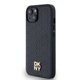 DKNY PU Leather Repeat Pattern Stack Logo Magsafe Zadní Kryt pro iPhone 15 Black