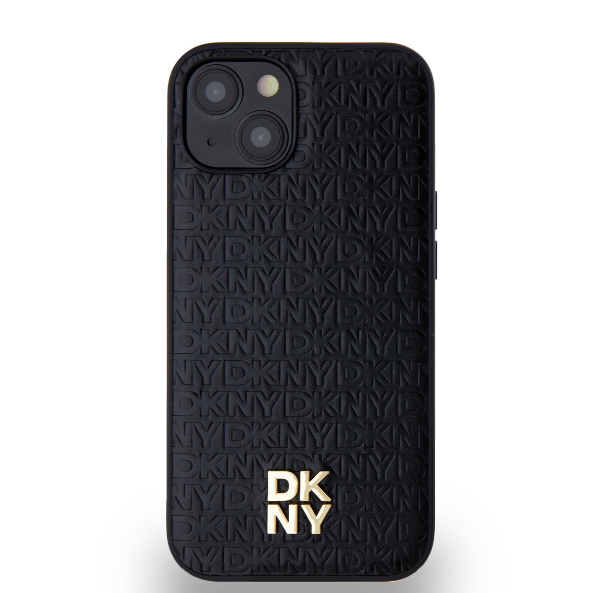 DKNY PU Leather Repeat Pattern Stack Logo Magsafe Zadní Kryt pro iPhone 15 Black