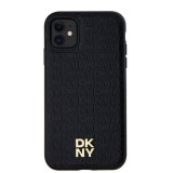 DKNY PU Leather Repeat Pattern Stack Logo Magsafe Zadní Kryt pro iPhone 11 Black