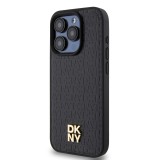 DKNY PU Leather Repeat Pattern Stack Logo Magsafe Zadní Kryt pro iPhone 13 Pro Black