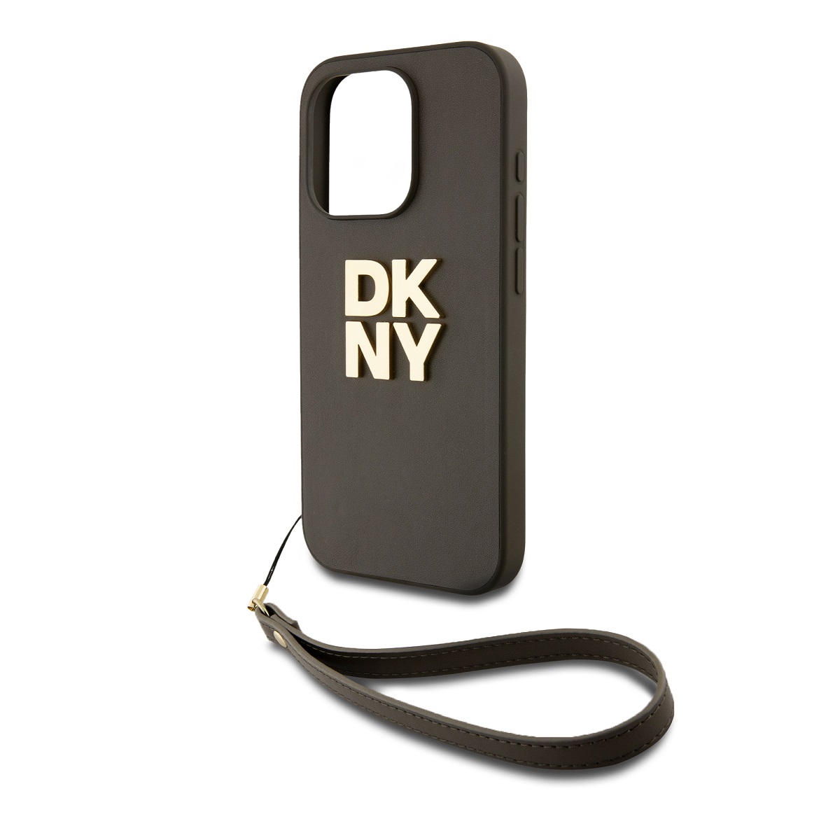 DKNY PU Leather Stack Logo Wrist Strap Zadní Kryt pro iPhone 15 Pro Max Green