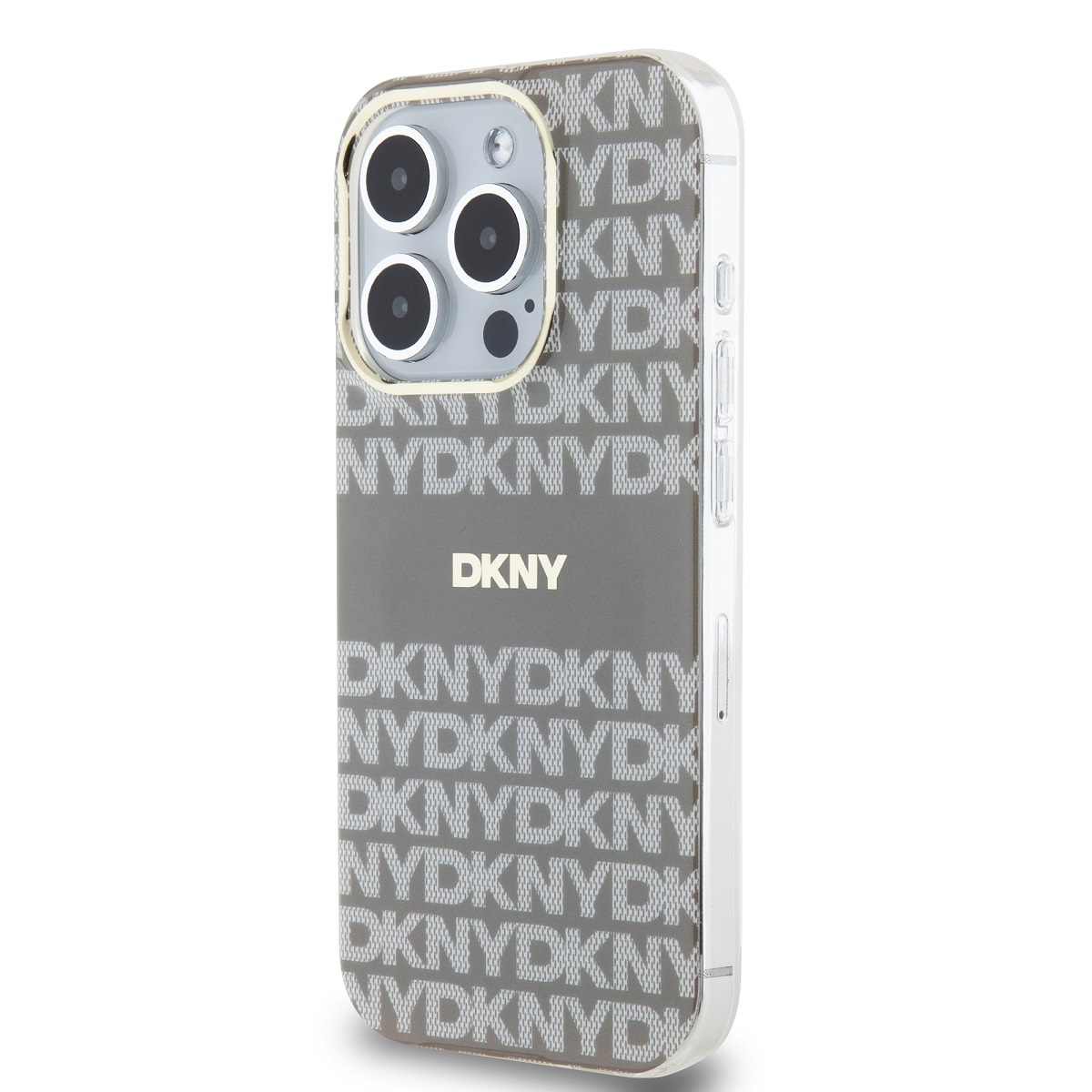 DKNY PC/TPU Repeat Pattern Tonal Stripe Magsafe Zadní Kryt pro iPhone 14 Pro Max Beige