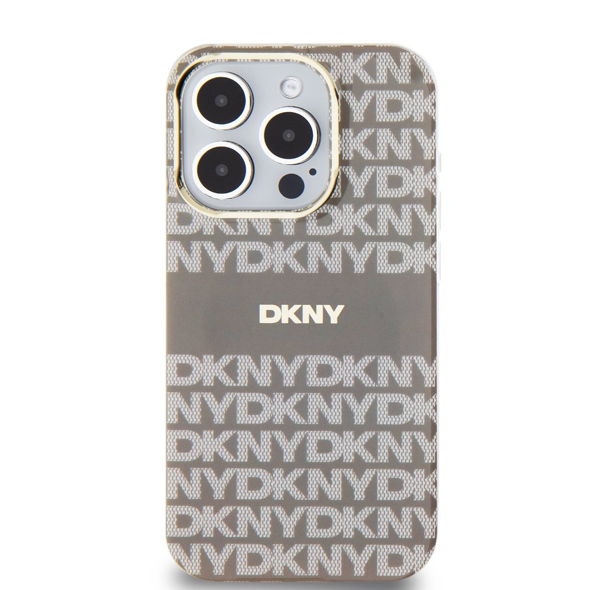 DKNY PC/TPU Repeat Pattern Tonal Stripe Magsafe Zadní Kryt pro iPhone 13 Pro Max Beige