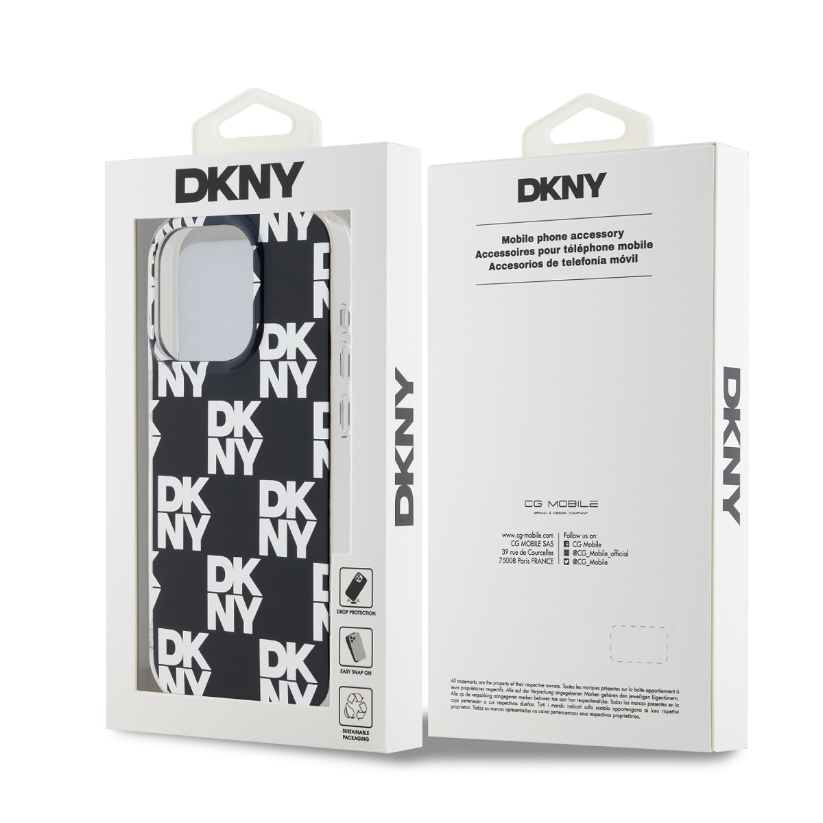 DKNY PC/TPU Checkered Pattern Zadní Kryt pro iPhone 14 Pro Black