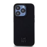 DKNY PU Leather Stack Logo Magsafe Zadní Kryt pro iPhone 15 Pro Max Black