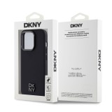 DKNY PU Leather Stack Logo Magsafe Zadní Kryt pro iPhone 15 Pro Max Black