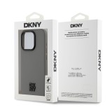 DKNY PU Leather Stack Logo Magsafe Zadní Kryt pro iPhone 15 Pro Max Grey