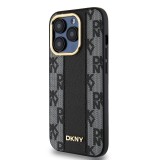 DKNY PU Leather Checkered Pattern Magsafe Zadní Kryt pro iPhone 15 Pro Max Black