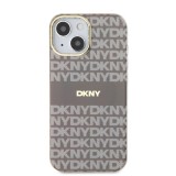 DKNY PC/TPU Repeat Pattern Tonal Stripe Magsafe Zadní Kryt pro iPhone 15 Beige