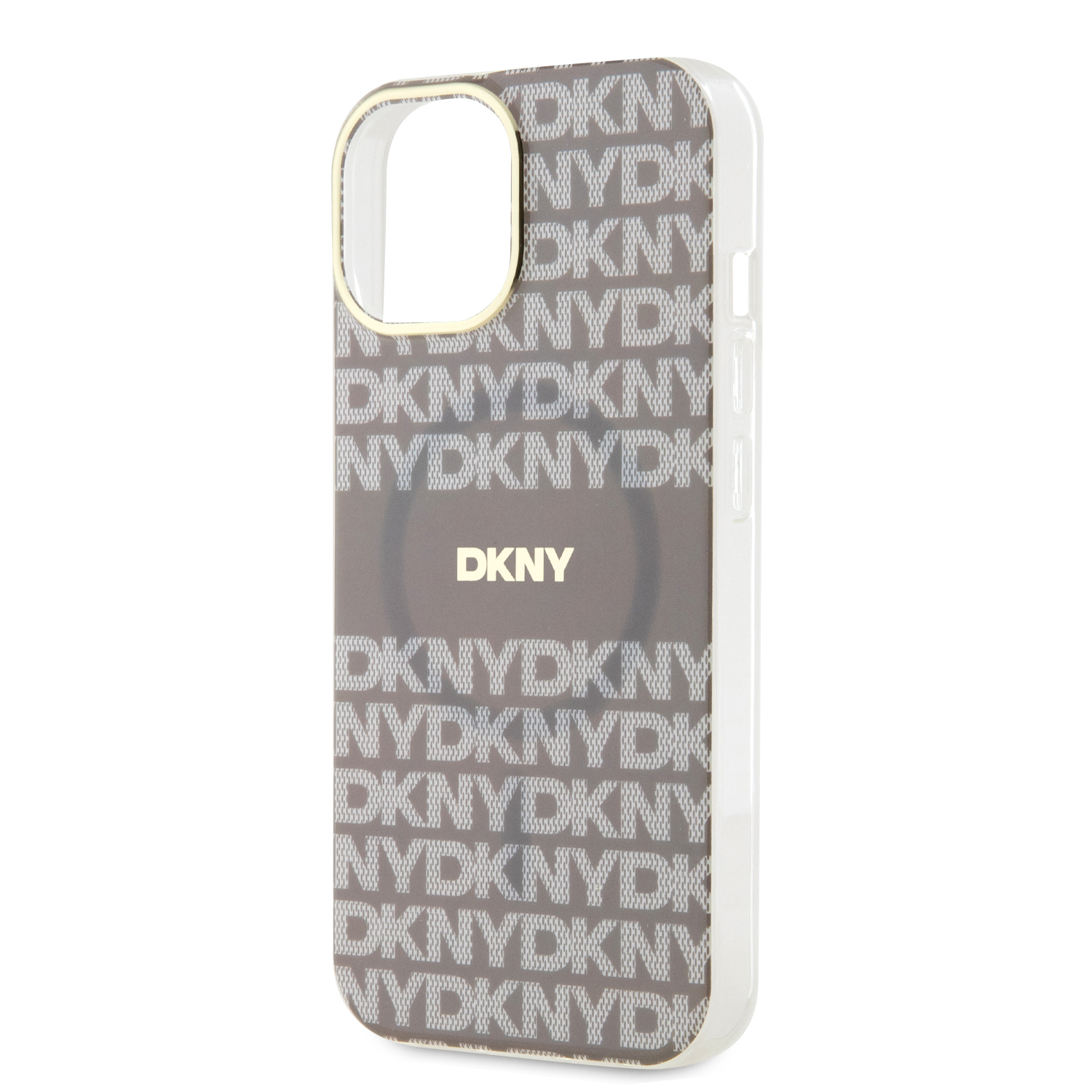 DKNY PC/TPU Repeat Pattern Tonal Stripe Magsafe Zadní Kryt pro iPhone 13 Beige