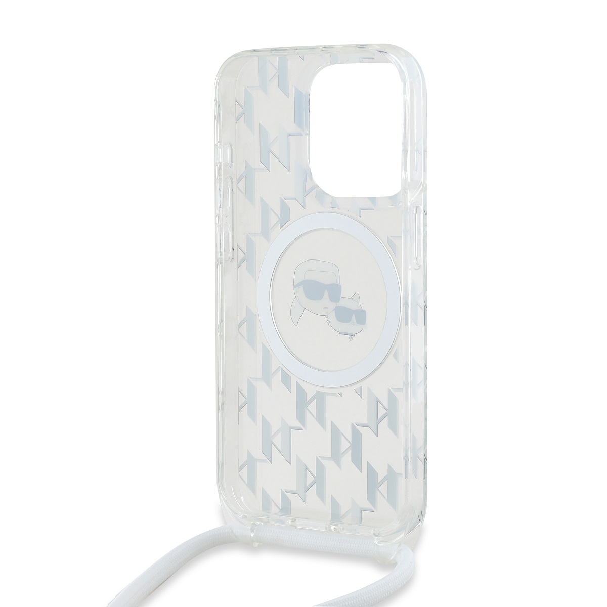 Karl Lagerfeld IML Monogram Crossbody K&CH Heads MagSafe Zadní Kryt pro iPhone 15 Pro Max Transparent