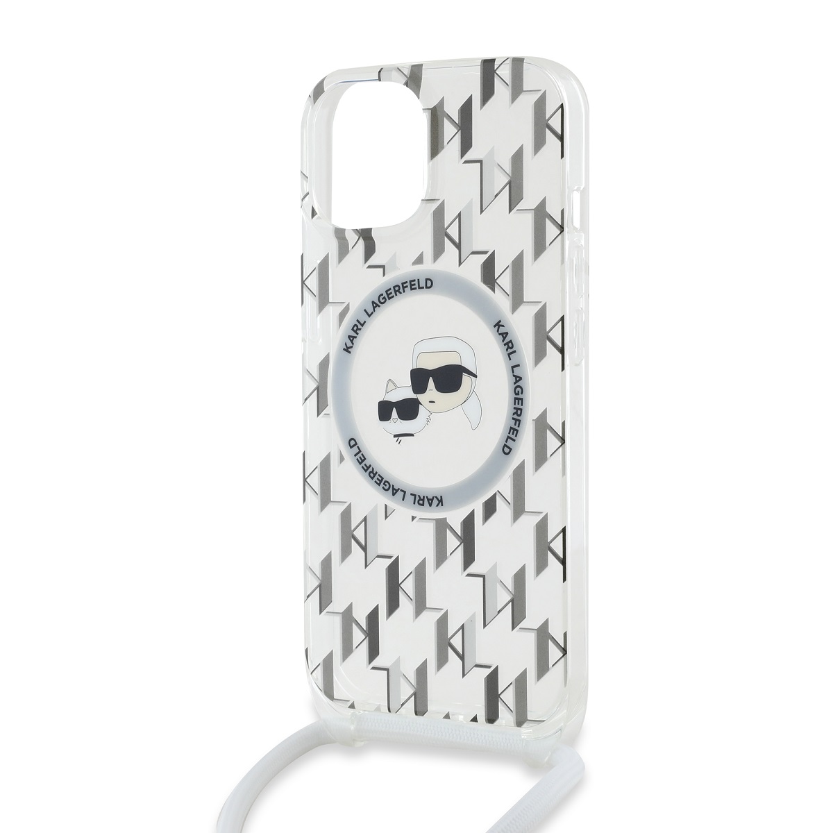 Karl Lagerfeld IML Monogram Crossbody K&CH Heads MagSafe Zadní Kryt pro iPhone 14 Transparent