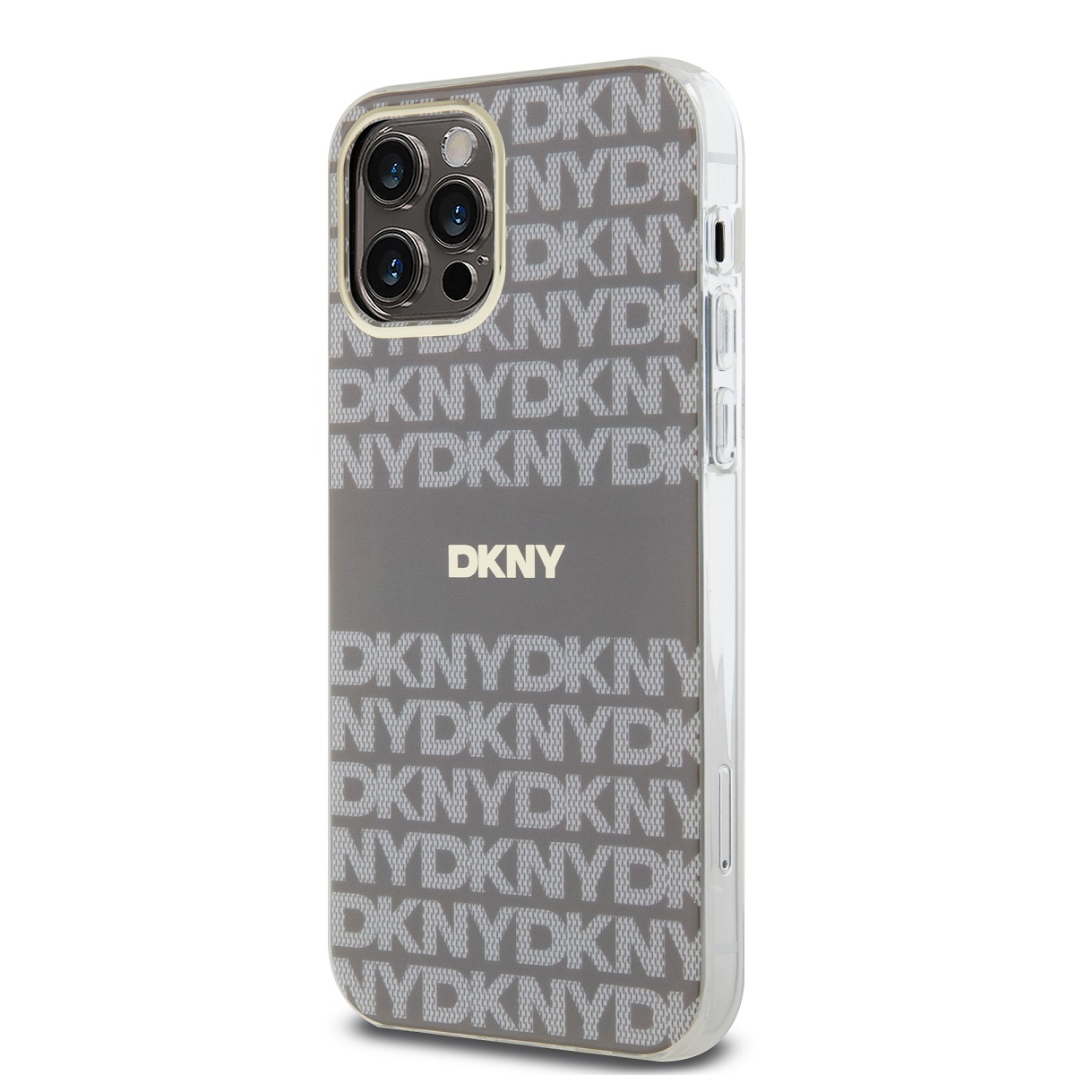 DKNY PC/TPU Repeat Pattern Tonal Stripe Magsafe Zadní Kryt pro iPhone 12/12 Pro Beige