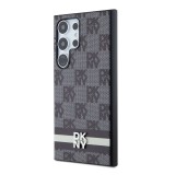 DKNY PU Leather Checkered Pattern and Stripe Zadní Kryt pro Samsung Galaxy S24 Ultra Black