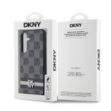 DKNY PU Leather Checkered Pattern and Stripe Zadní Kryt pro Samsung Galaxy S24+ Black