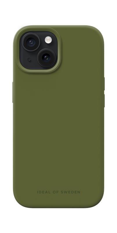 Silikónový ochranný kryt iDeal Of Sweden pre Apple iPhone 15, khaki