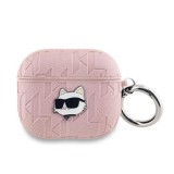 Pouzdro Karl Lagerfeld PU Embossed Choupette Head pro AirPods 3, růžová