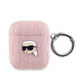 Pouzdro Karl Lagerfeld PU Embossed Karl Head pro AirPods 1/2, růžová