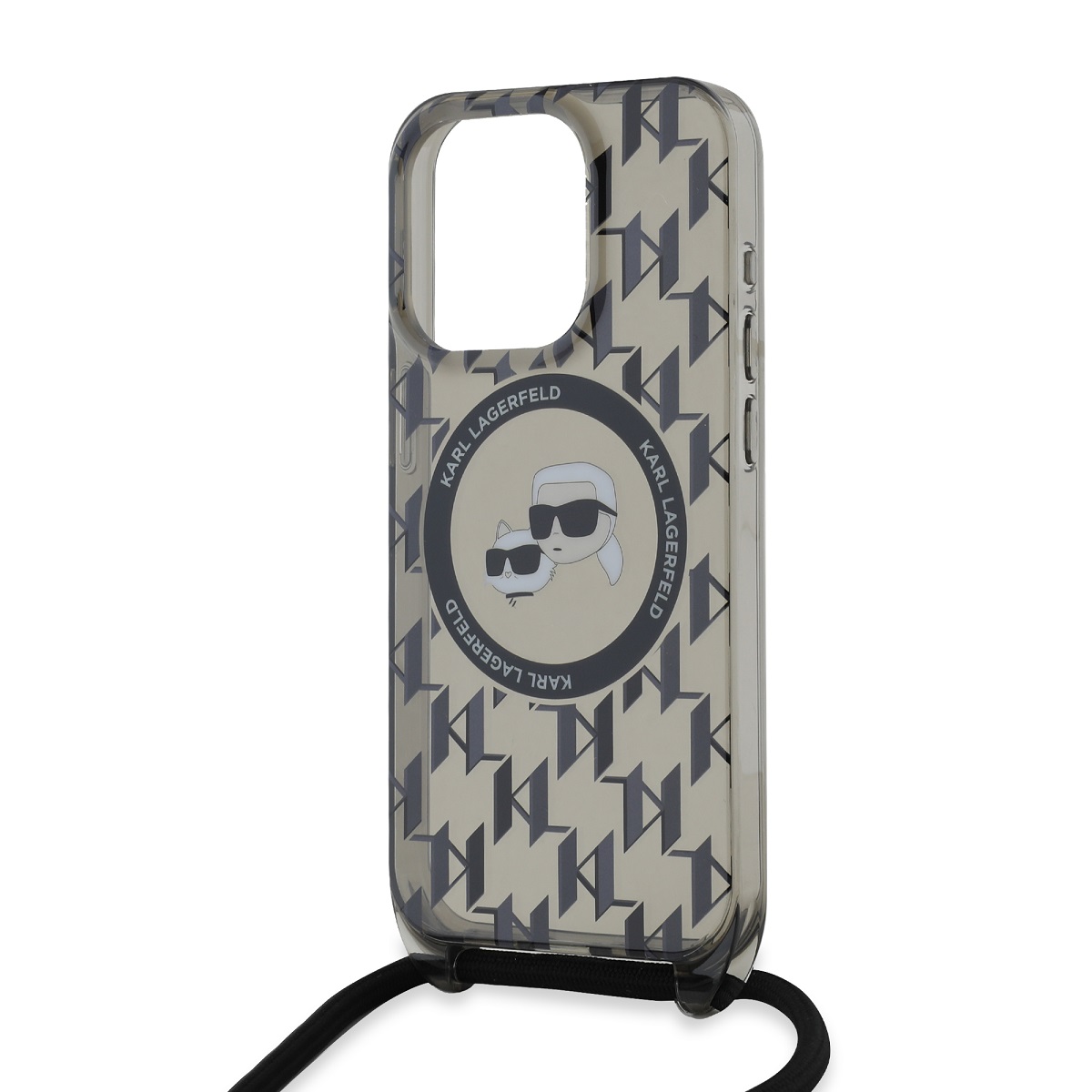 Karl Lagerfeld IML Monogram Crossbody K&CH Heads MagSafe Zadní Kryt pro iPhone 15 Pro Black