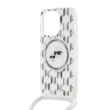 Karl Lagerfeld IML Monogram Crossbody K&CH Heads MagSafe Zadní Kryt pro iPhone 14 Pro Transparent