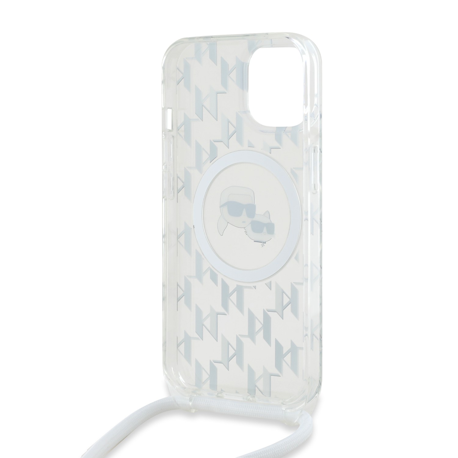 Karl Lagerfeld IML Monogram Crossbody K&CH Heads MagSafe Zadní Kryt pro iPhone 15 Transparent