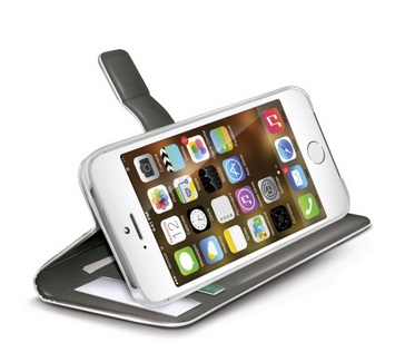 Ochranné kožené pouzdro typu kniha CELLY Wally pro Apple iPhone 5/5S, bílé