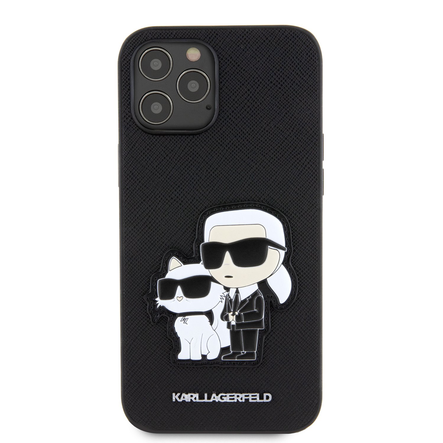 Karl Lagerfeld PU Saffiano Karl and Choupette NFT Zadní Kryt pro iPhone 12 Pro Max Black