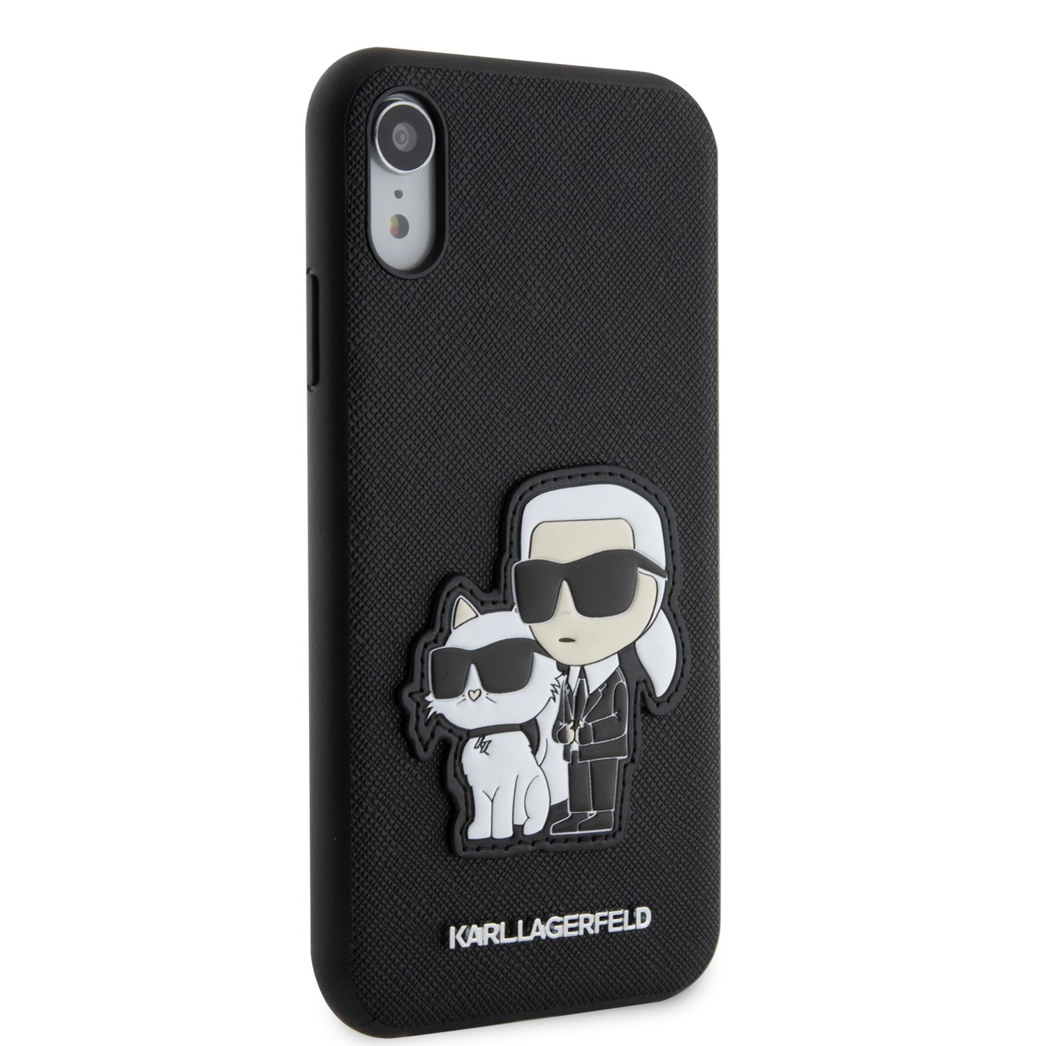 Karl Lagerfeld PU Saffiano Karl and Choupette NFT Zadní Kryt pro iPhone XR Black