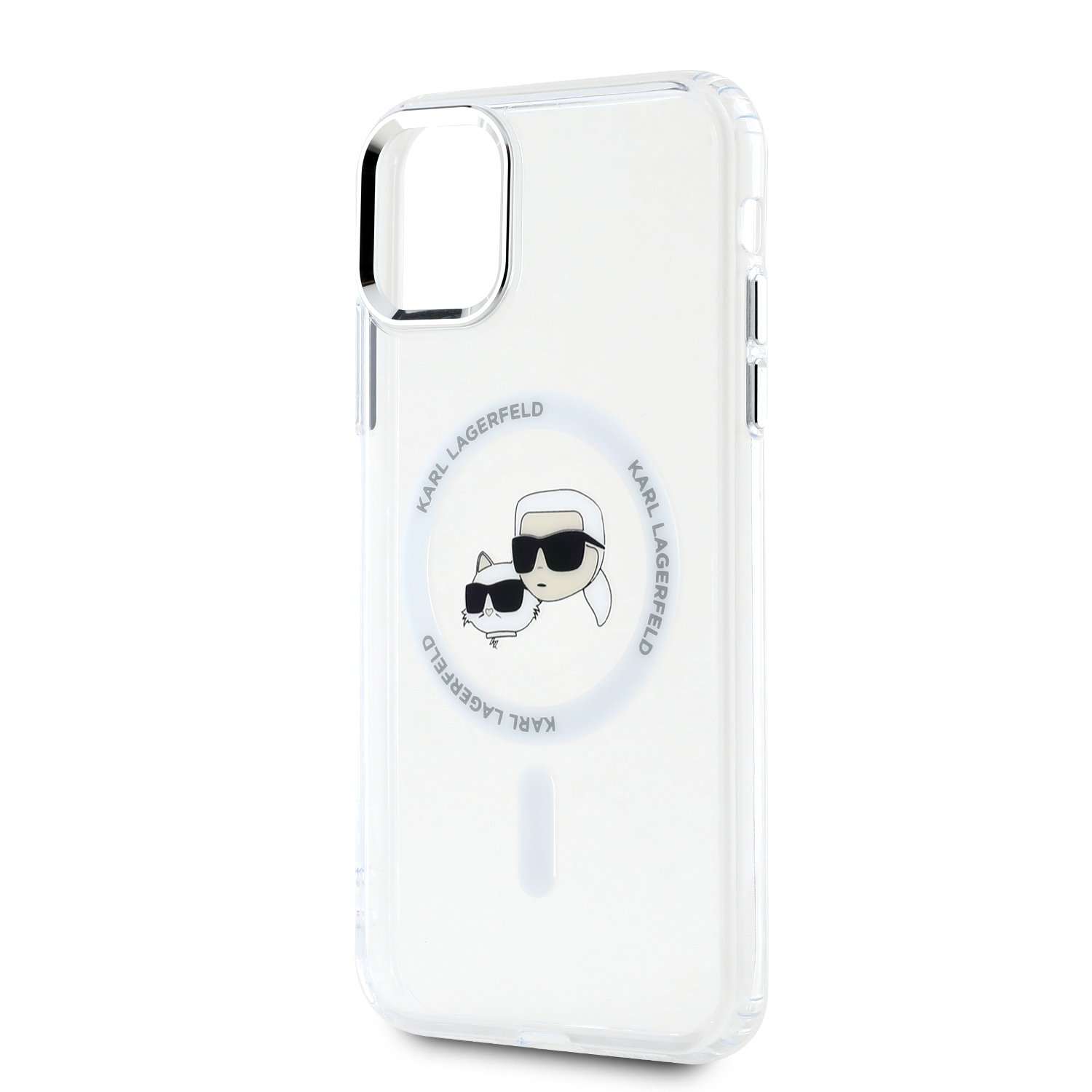 Karl Lagerfeld IML K&CH Heads Metal Frame MagSafe Zadní Kryt pro iPhone 11 Transparent