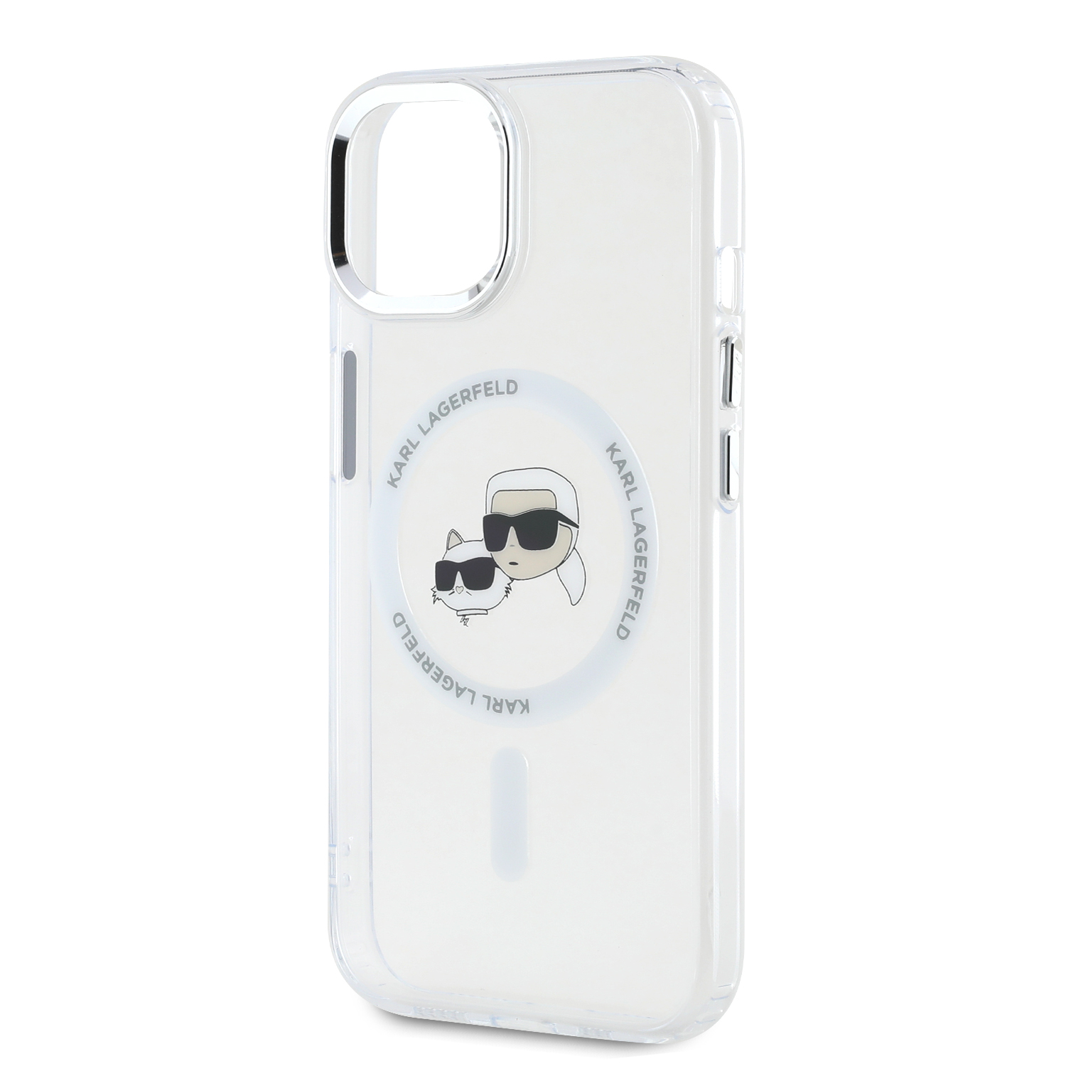 Karl Lagerfeld IML K&CH Heads Metal Frame MagSafe Zadní Kryt pro iPhone 13 Transparent